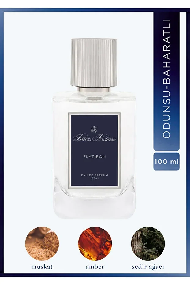 BROOKS BROTHERS Flatiron EDP Men's Perfume 100 ML | Woody - Spicy | Lemon, Nutmeg, Jasmine, Amber, Cedarwood, Oakmoss