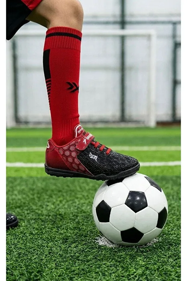 Kids Velcro Strap Elastic Laces Cleats Football Indoor 01