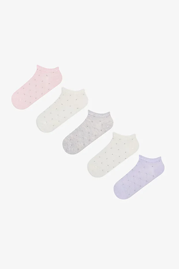 5 Pairs Cotton Small Polka Dot Patterned Ankle Socks