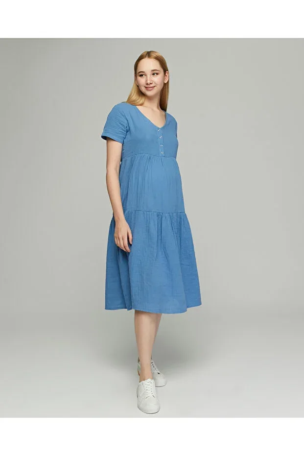 Shyann Blue Nursing Maternity Dress