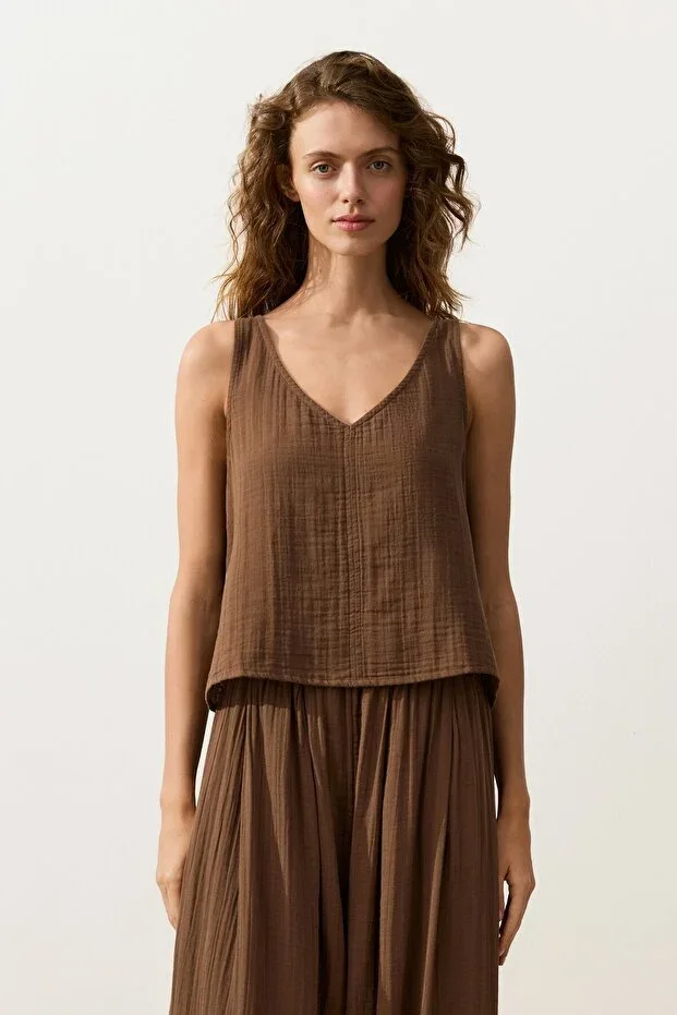 Oysho 100% Cotton V-Neck Camisole Top