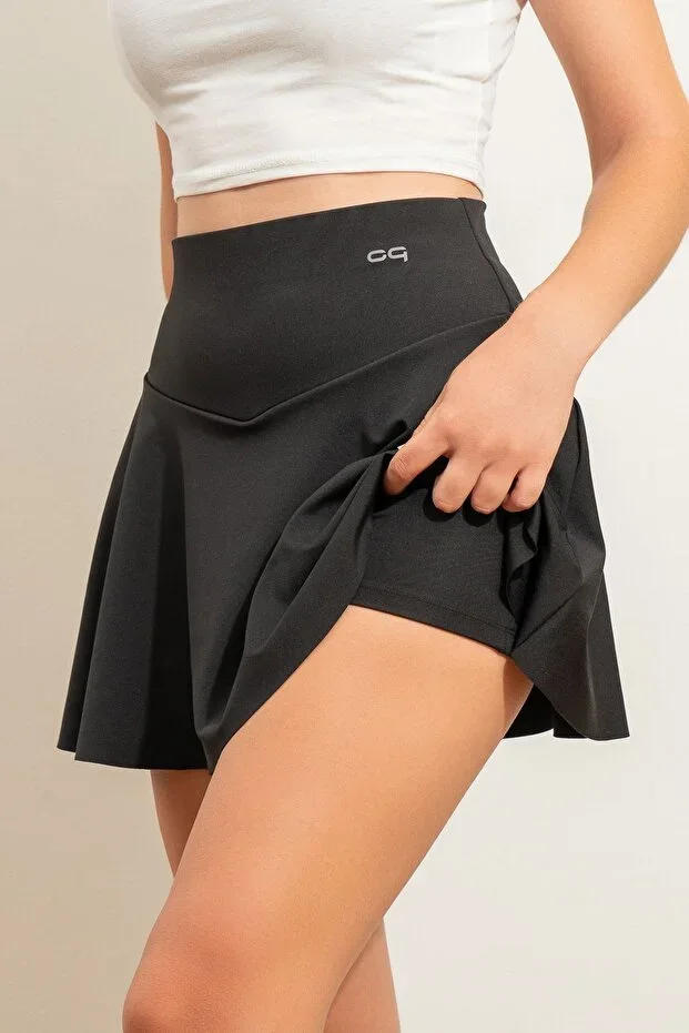 Oq GATHERING SKIRT WITH POCKETED SHORTS