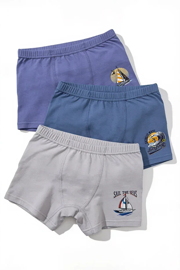 Cotton Lycra Boys' Boxer 6-Pack - Mini Sailor