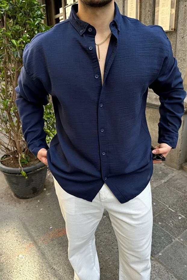 Napas Men's Oversize Linen Look Shirt