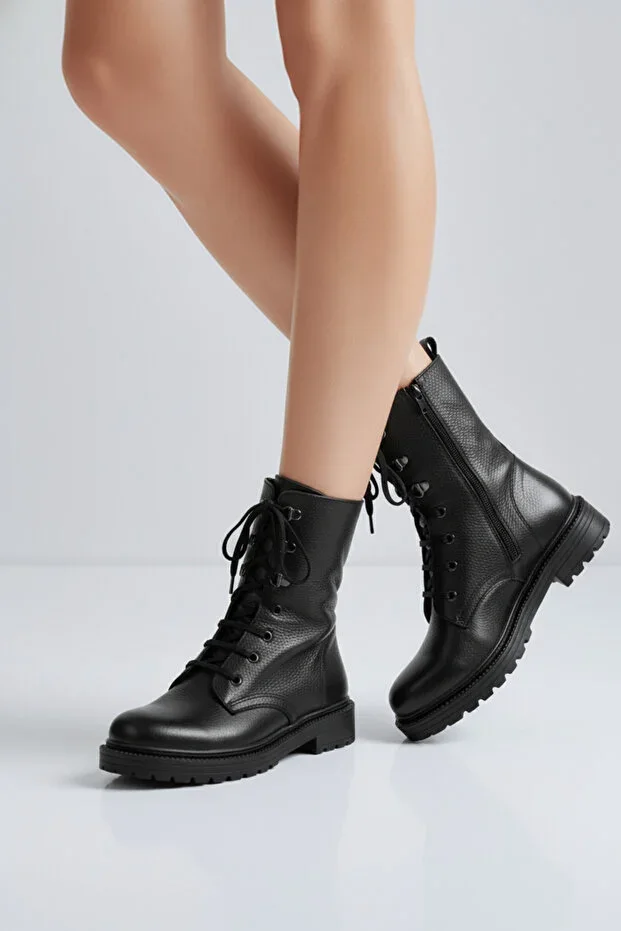 Genuine Leather Women's Long Boot Soft Black