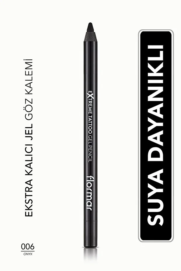 Flormar Water-Resistant Gel Eyeliner (BLACK)-extreme Tattoo Gel Pencil-006 Onyx-8682536028882