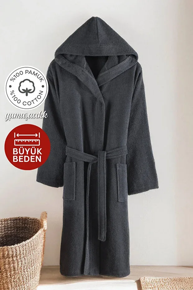 Talu Hooded Bathrobe for Women and Men 100% Cotton | Durable | Quick Drying | Soft Comfort