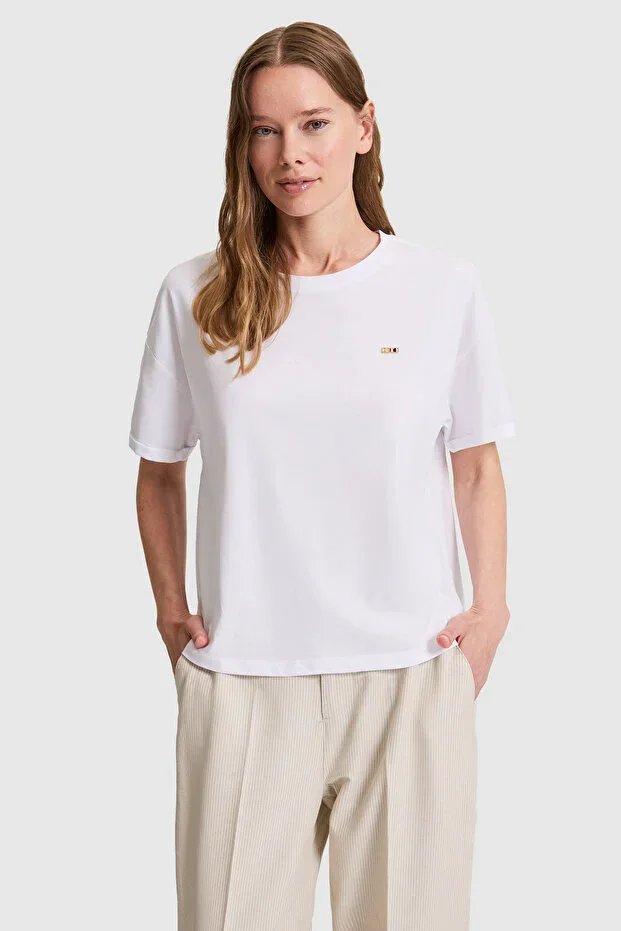 U.S. Polo Assn. Women White Crew Neck Basic T-shirt 50323545-VR013