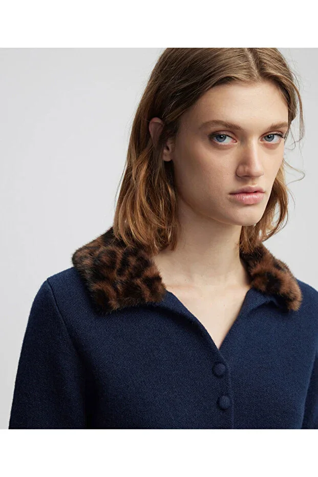 Contrast Collar Knit Cardigan