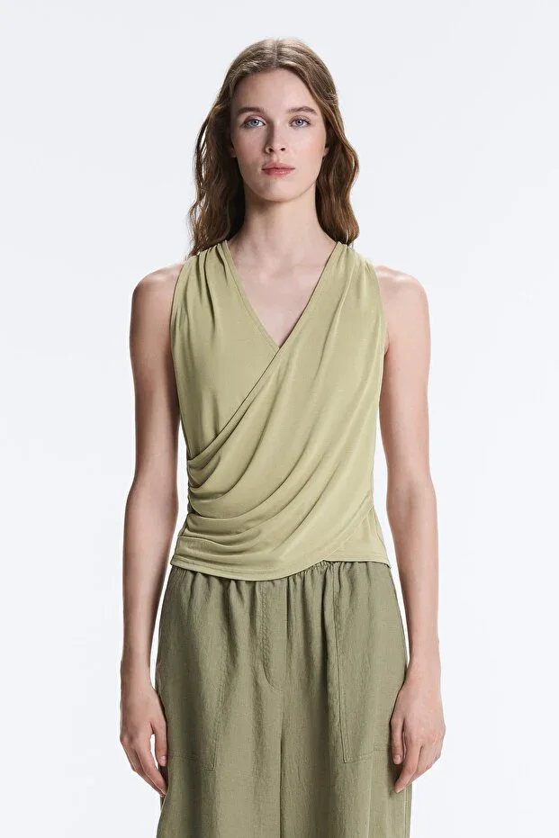 Oysho Sleeveless crossover t-shirt in modal blend