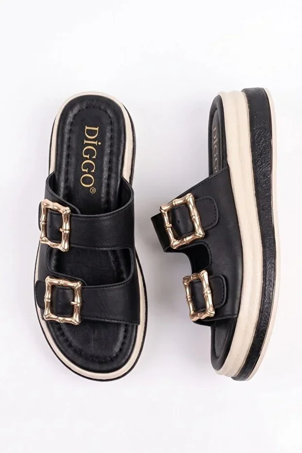 Women's High Sole Slippers, Buckled Modern Stylish Daily Use