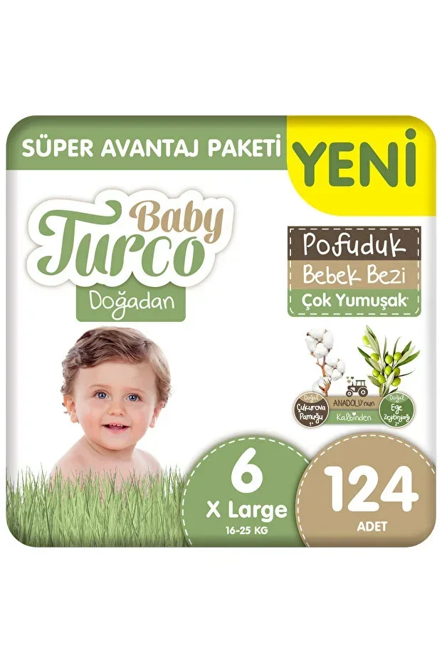 Doğadan Süper Avantaj Paketi Pofuduk Baby Diaper Size 6 Xlarge 124 Pieces