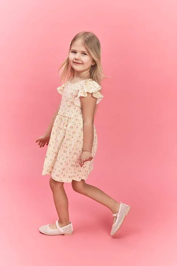 Patterned Ruffled Short Sleeve Dress Girl Baby H2176A526SM