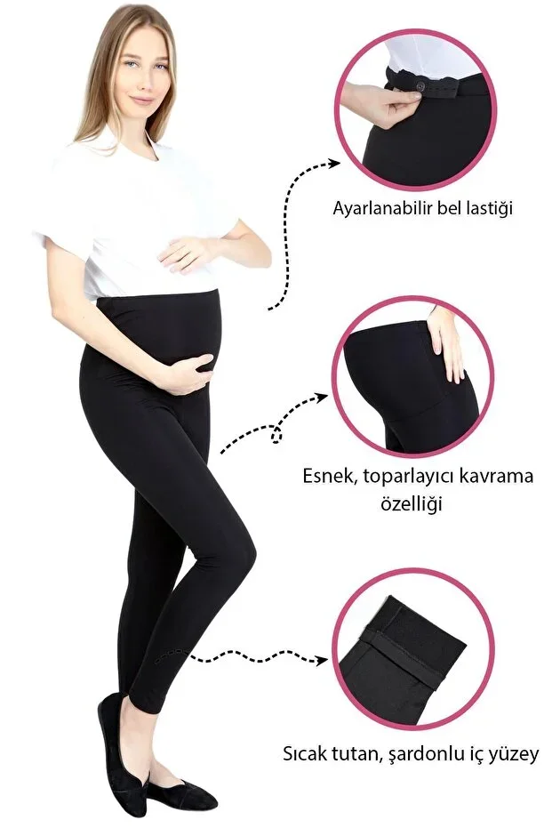 Myrb8060 Thermal Brushed Warm Adjustable Waist Maternity Tights
