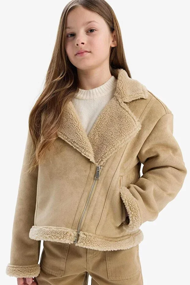 Jacket Collar Plush Lined Coat Girls C4980A824AU