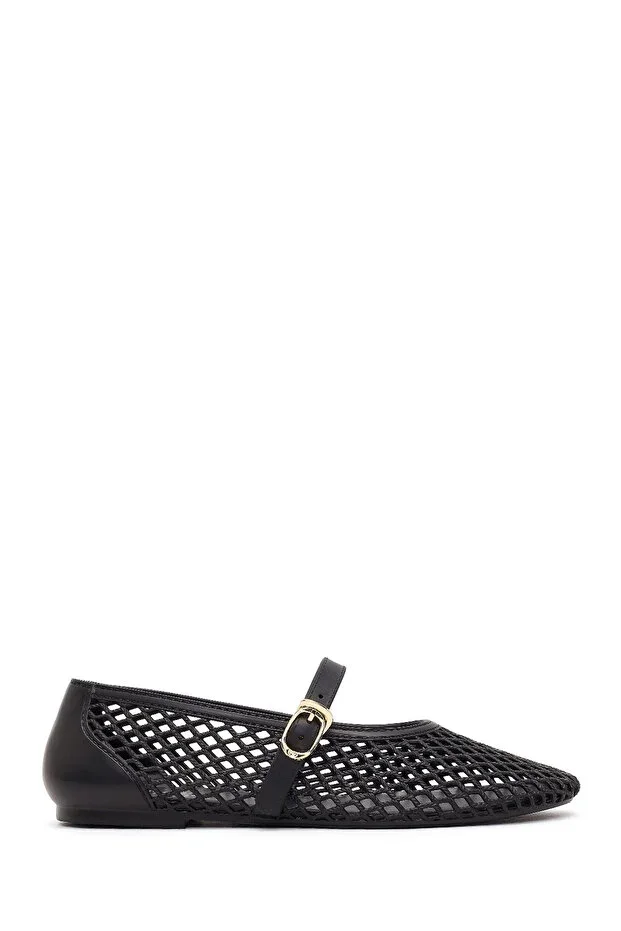 Women's Black Buckled Jelly Flats 26SFE4751PV