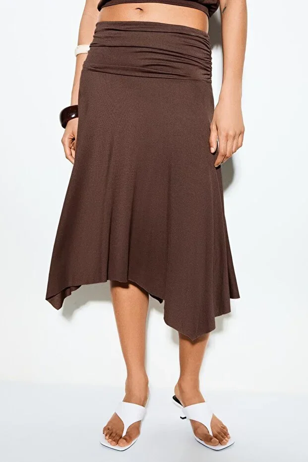 Bershka Ruched Midi Skirt