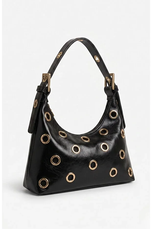 Stelle Gold Ringed Hobo Shoulder Bag Vegan Leather Women's Bag