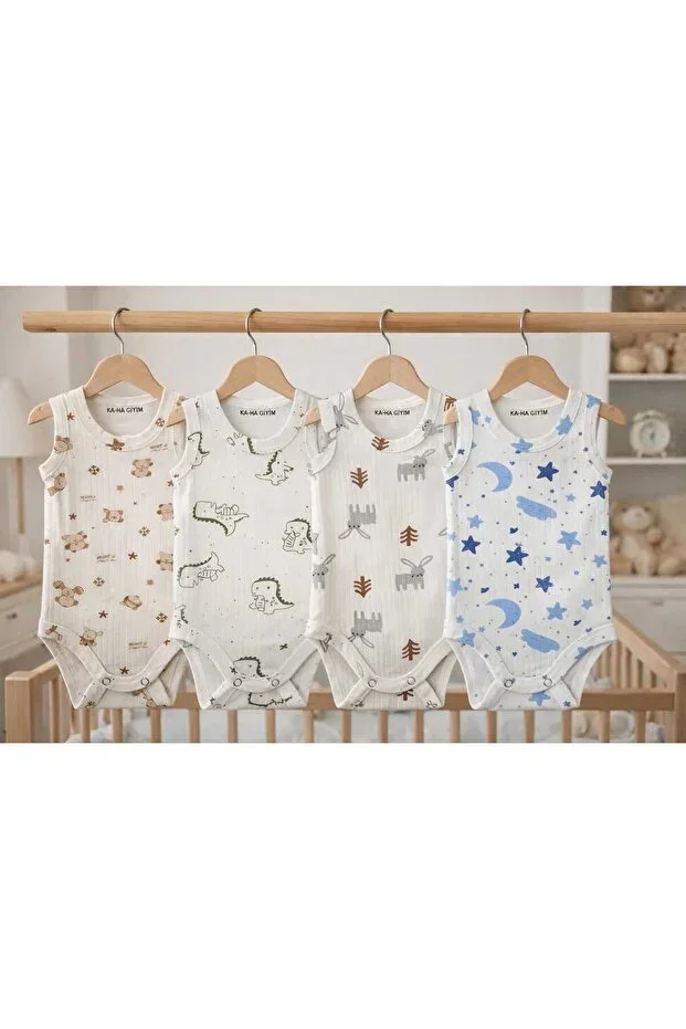%100 Cotton /Patterned/4-Button Baby Bodysuit / Cotton Baby Undershirt / Baby Buttoned/Organic