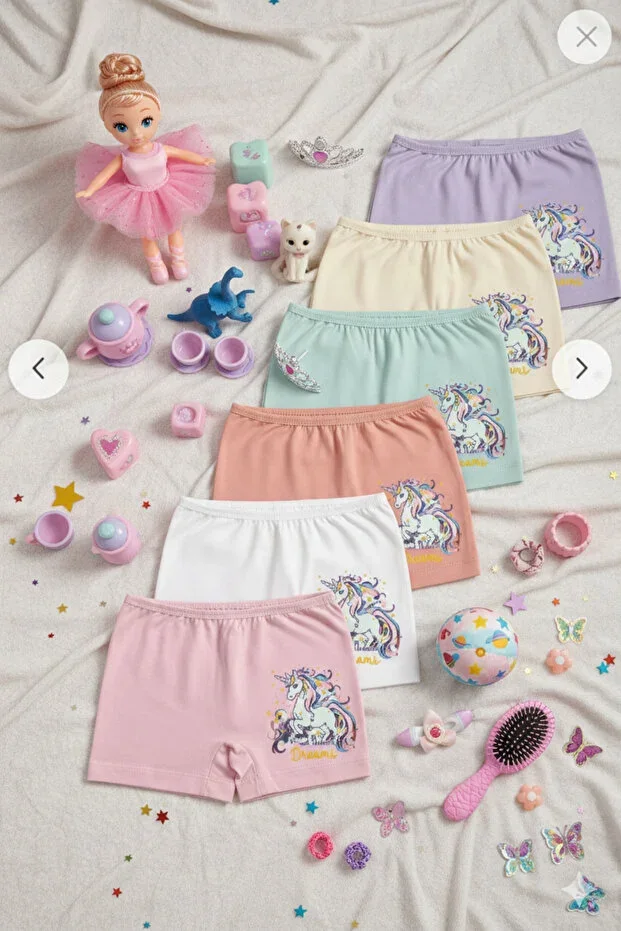 Girls boxer heart pattern 100% cotton 6 economic pack quality and affordable