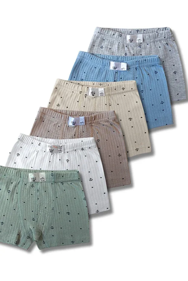 %100 Cotton Boys Ribbed Boxer 6-Piece Set / Briefs / Underwear
