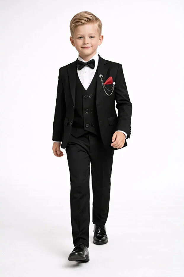 Kids Suit Vest Shirt Set 1 Year - 17 Years Black