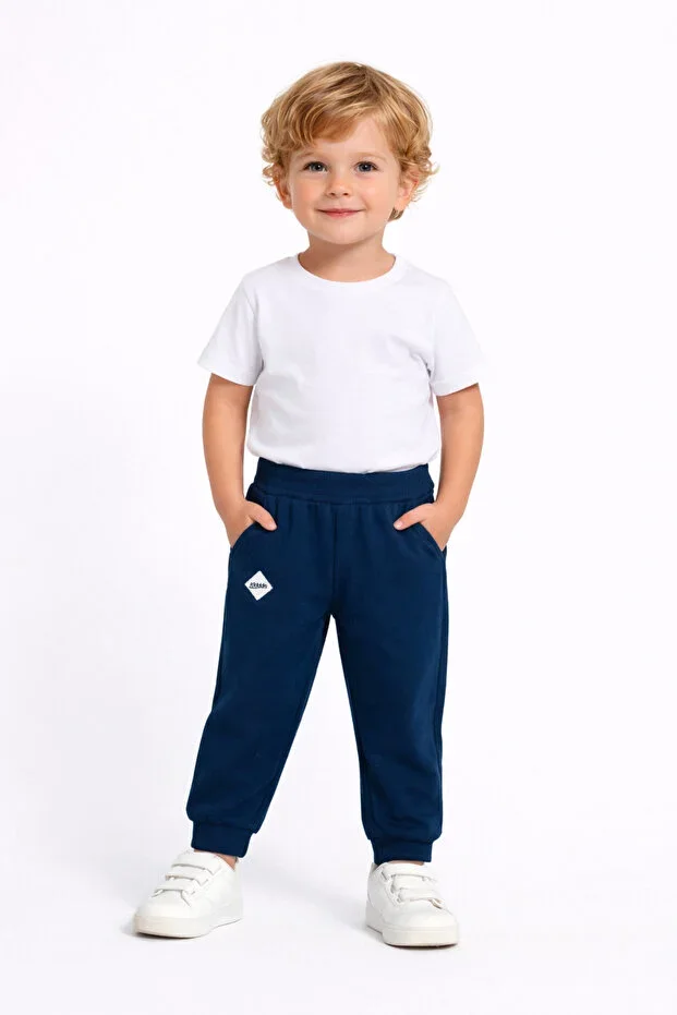 Boys Cotton Sweatpants 2-3-4-5 Years, 2-Thread Knit, Relaxed Fit