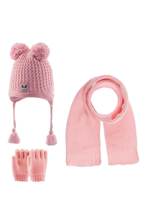 Girl Baby & Kids Scarf Hat Gloves 3-Piece Set fleece lined