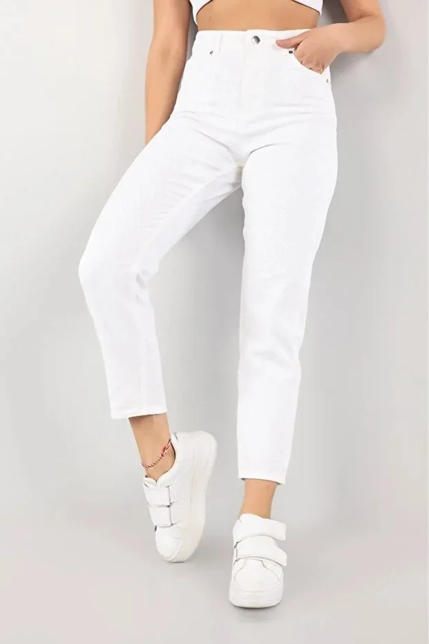 comfort jeans White High Waist Soft Touch Relaxed Fit Mom Jean Trousers