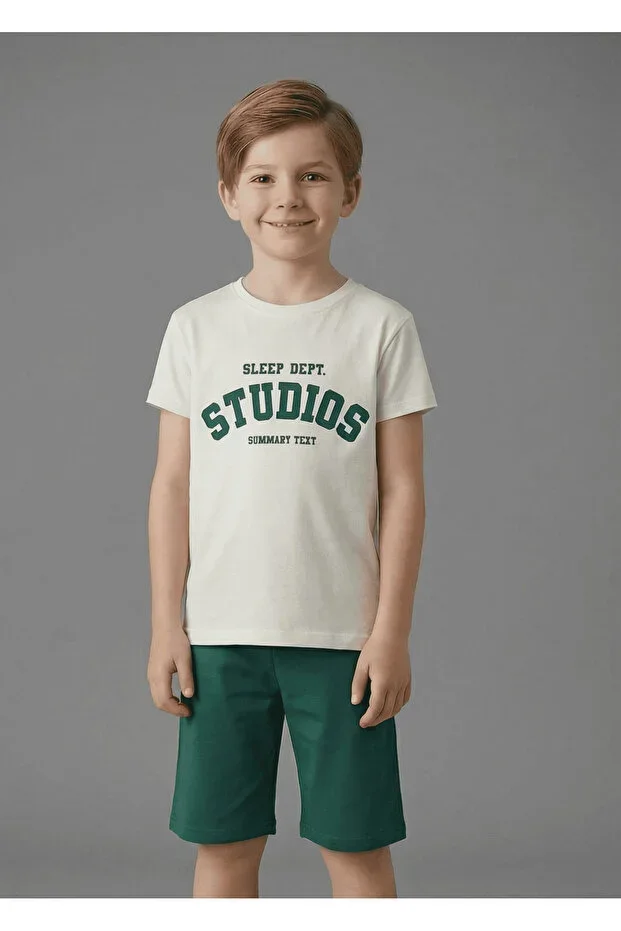 Boys Short Sleeve 100% Cotton Capri Pajama Set Studio