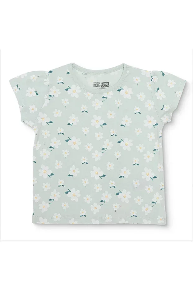 Hello Baby Girls T-Shirt Floral Print Crew Neck Short Sleeve