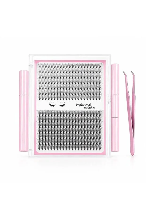 280-Piece Silk False Eyelash Set, Adhesive, Fixative, Remover & False Eyelash Tweezers