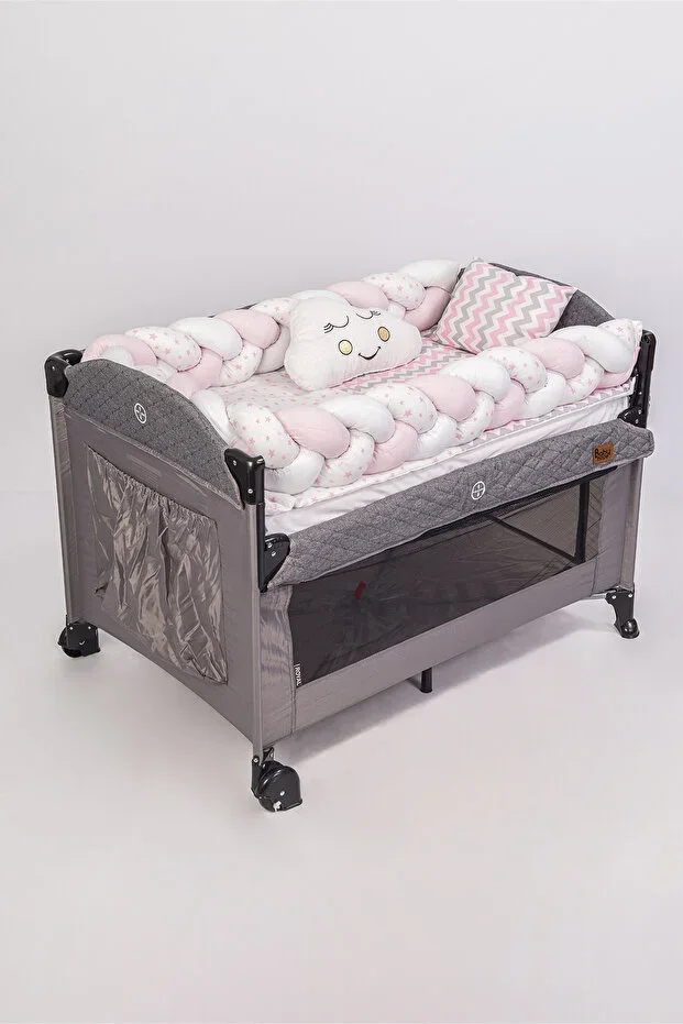 Braided Park Crib and Wooden Crib Sleep Set 5 Pieces (70x110, 70x120, 70x130, 60x120)