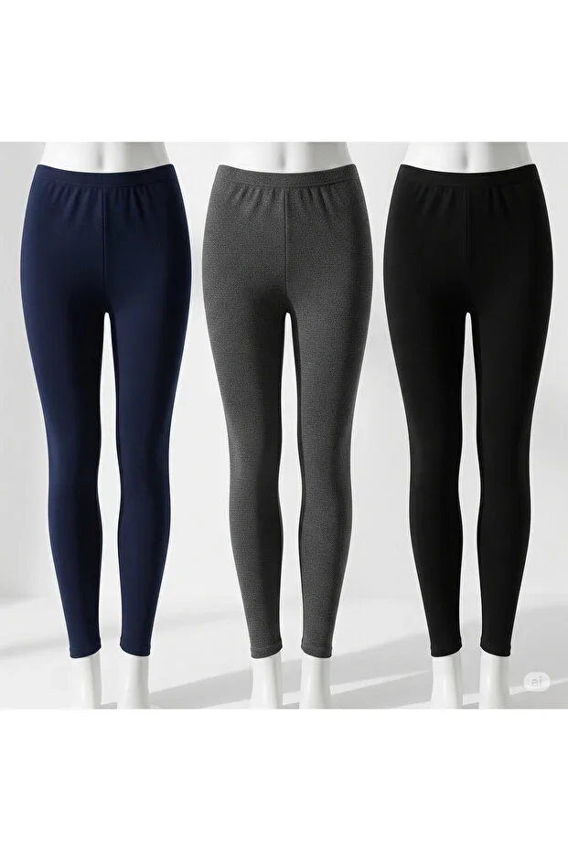 | 3' Color 3'Piece | Thermal Tights Pajama Inner Wear Soft Comfortable Tights (Black Navy Anthracite)