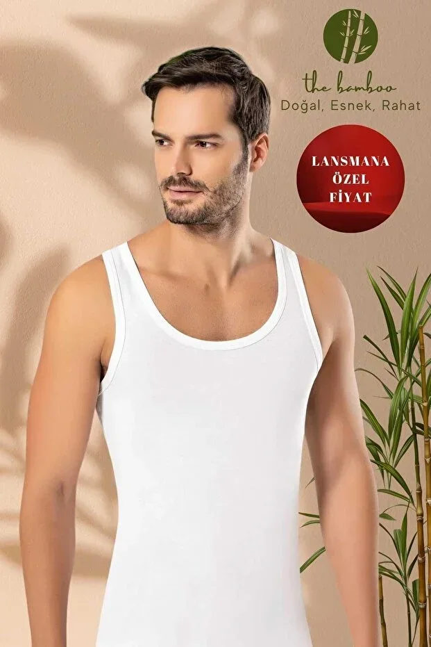 Weweus White Men's Super Thin Natural Bamboo Luxury Sportsman Undershirt 1115