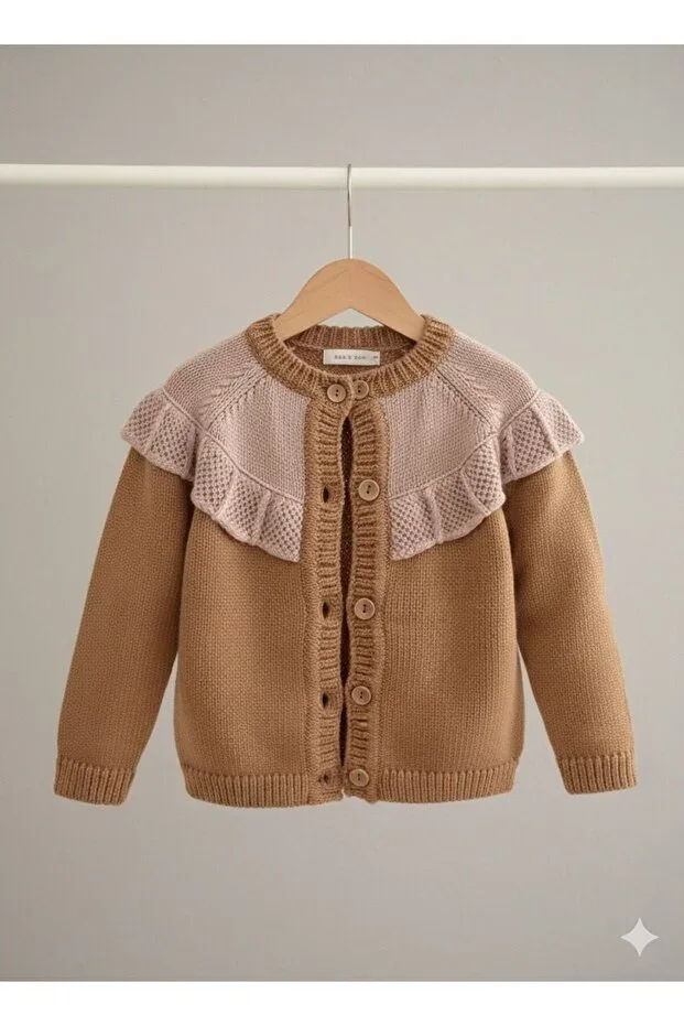 Ruffled Button-Front Knit Baby&Child Cardigan 9-1-2-3-4 Years (Cotonel Knitwear)