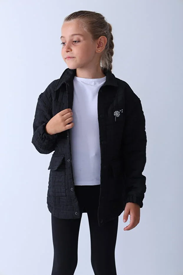 Quilted Fabric Girls Boys Unisex Kids Jacket