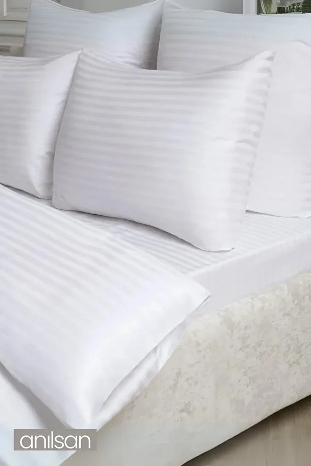 2-Piece Yasmin Striped Double Bed Fitted Sheet - 100% Cotton