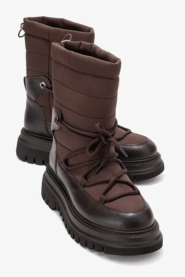 WELD Brown Leather Women's Snow Boot