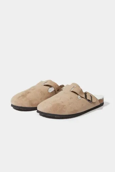 Men's Flat Sole Suede House Slippers F0481AX25WN
