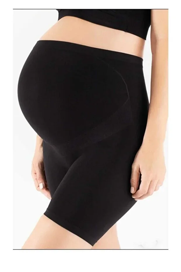 Women's Black Modal Maternity Short Tights 4343