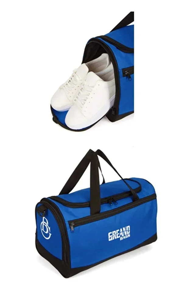 Unisex Blue Shoe Compartment Sports Bag Gym Fitness Bag Travel Bag