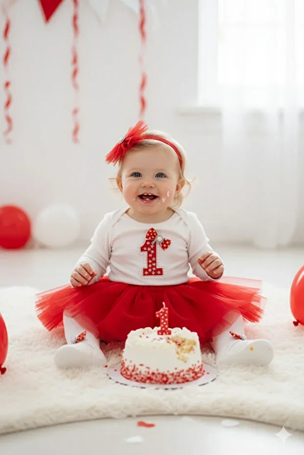 Baby Girl Birthday Party Dress Tutu Skirt/Dress Set Felt 1 Year