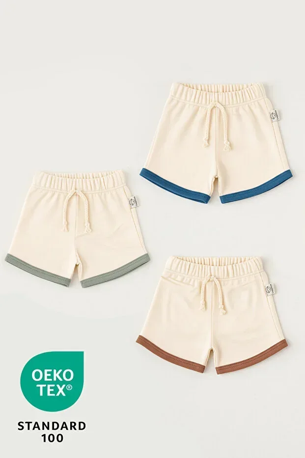 Ocean 3-Piece 100% Cotton Elastic Baby Shorts Set