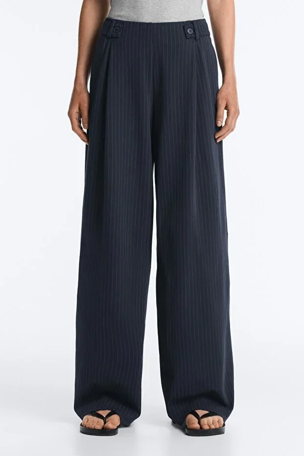 Oysho Cotton Cross-Stripe Wide Ribbed Trousers