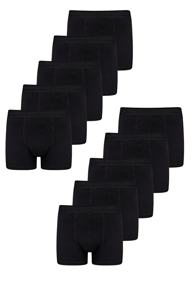 Men's 10-Pack Cotton Elastane Black Boxer