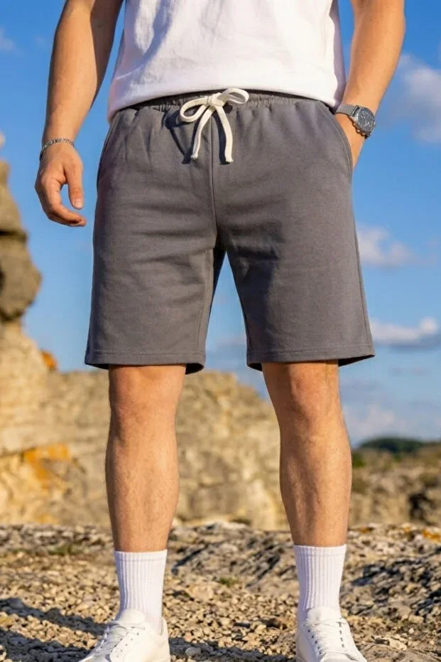 Men's Cotton Casual Pocket Loose Fit Smoked Shorts