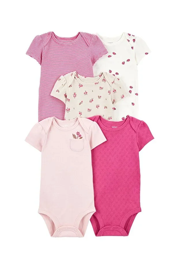 Baby Girl Short Sleeve 5-Piece Bodysuit