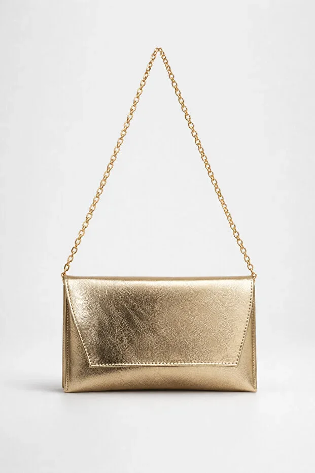 Madamra Gold Bag Faux Leather Chain Strap Women's Handbag and Shoulder Bag – Stylish Portfolio Clutch