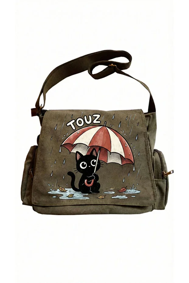 Cute Black Cat Print Unisex Messenger Bag